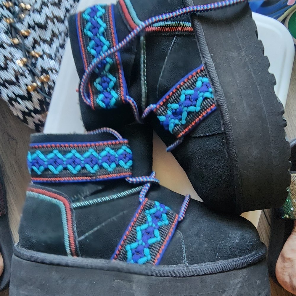 UGG Black and Blue Patterned Sneakers